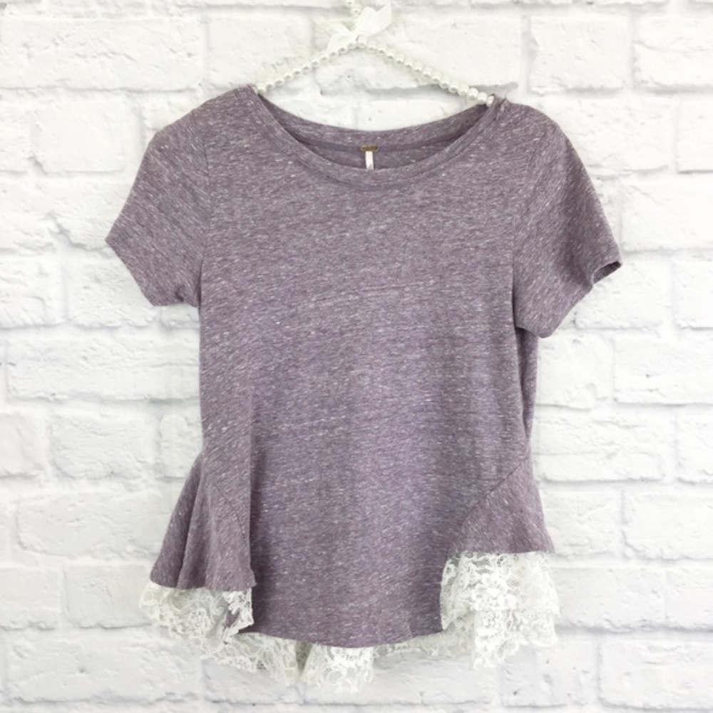 Free people purple shirt with lace